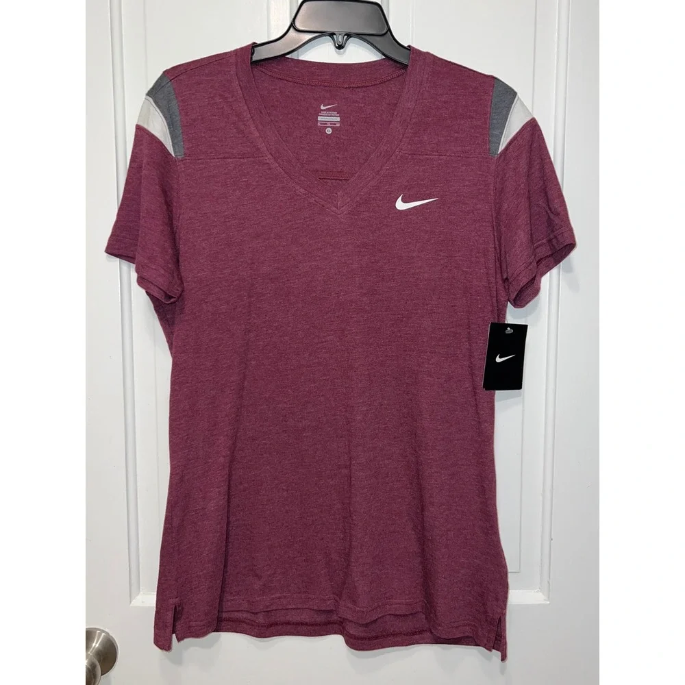 NWT Nike Touch Down Tee Deep Maroon V-Neck Short Sleeve Shirt XL